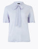 Tie Neck Short Sleeve Blouse