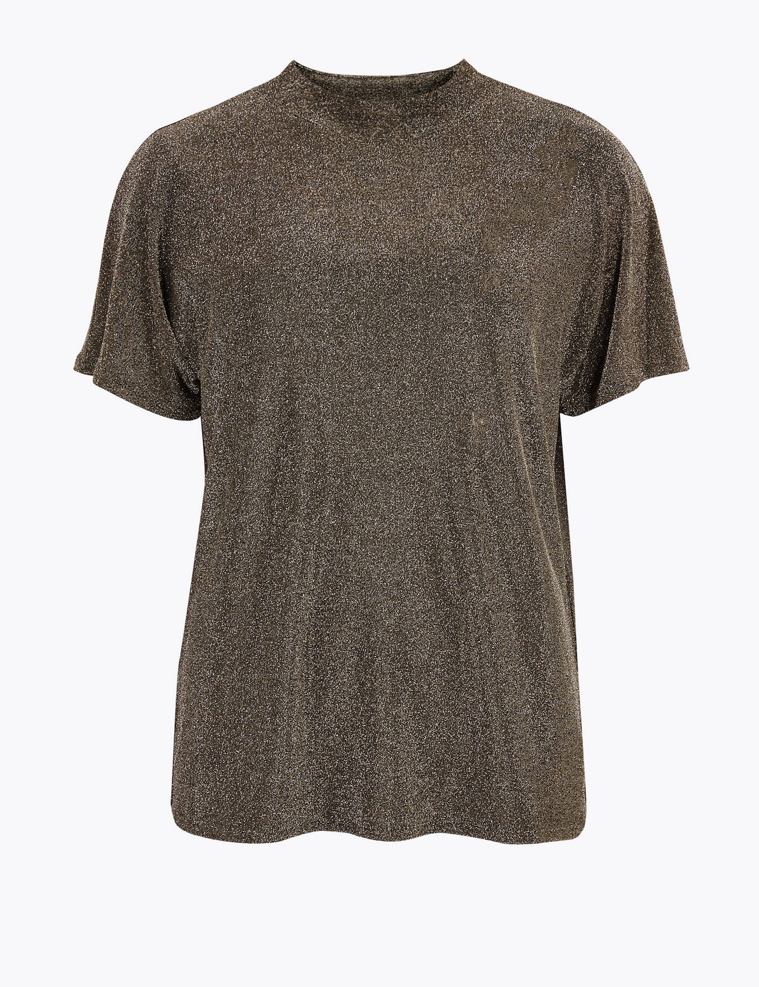 Shimmer High Neck Relaxed Short Sleeve Top