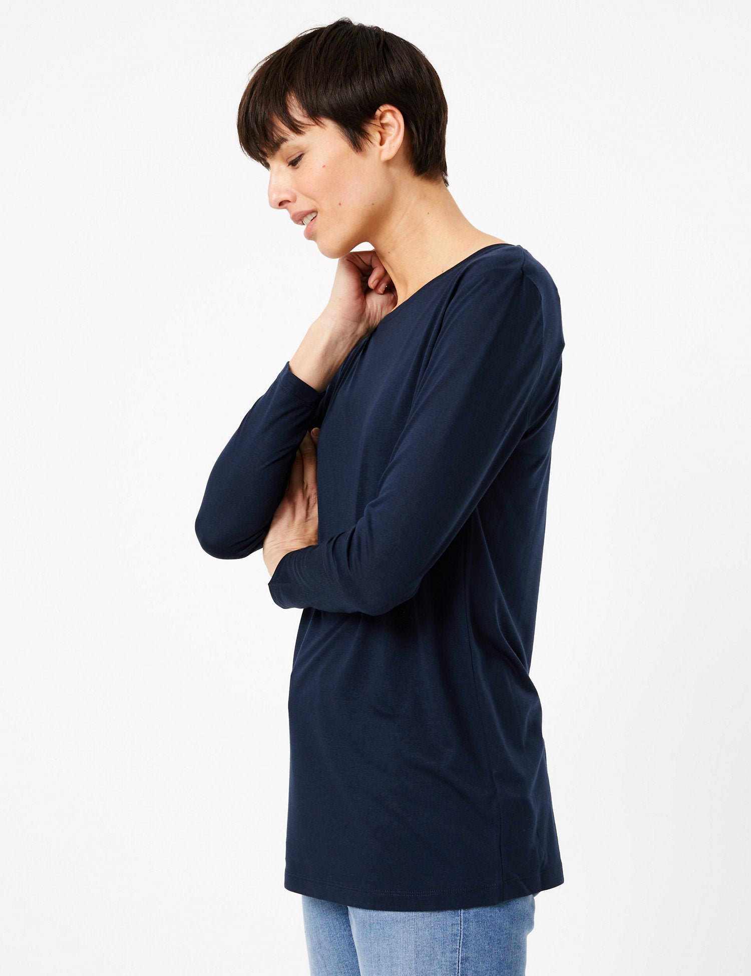 Relaxed Fit Longline Long Sleeve Top