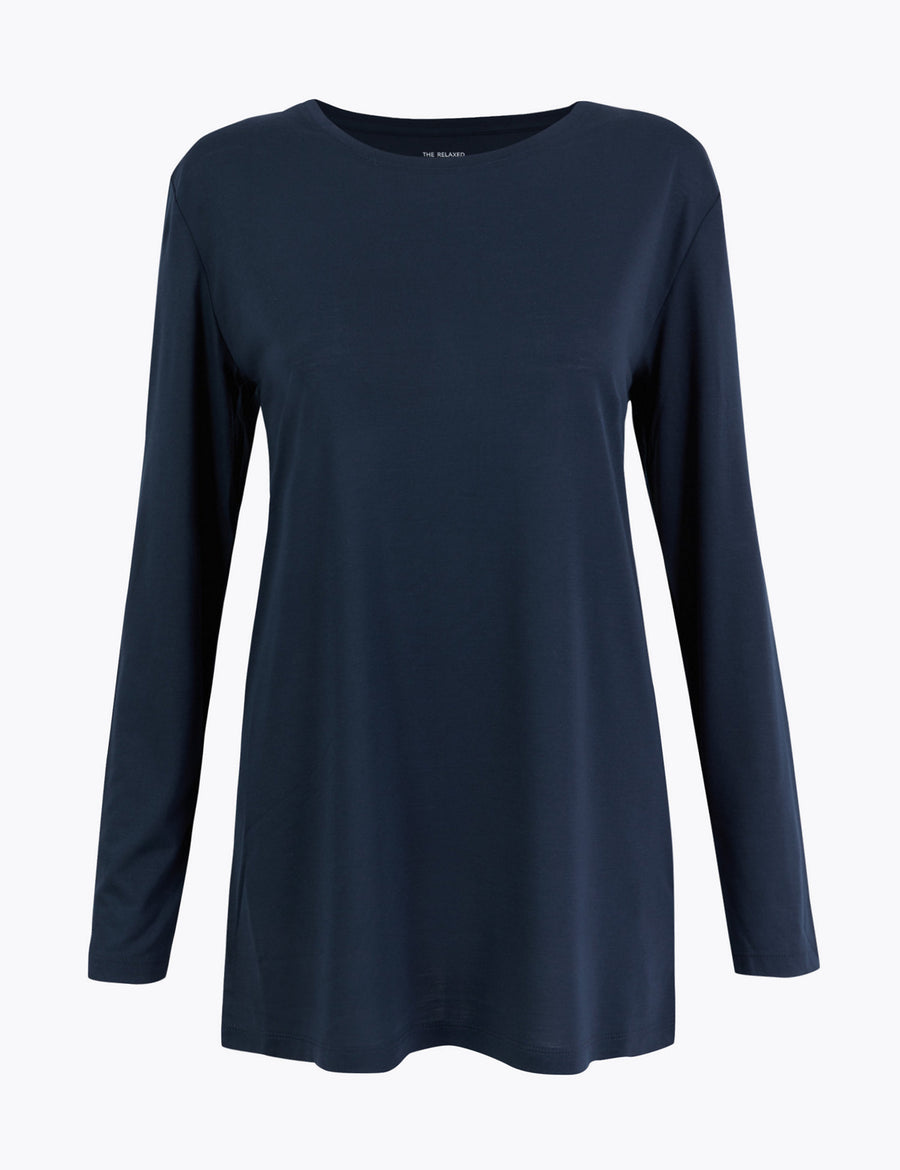 Relaxed Fit Longline Long Sleeve Top