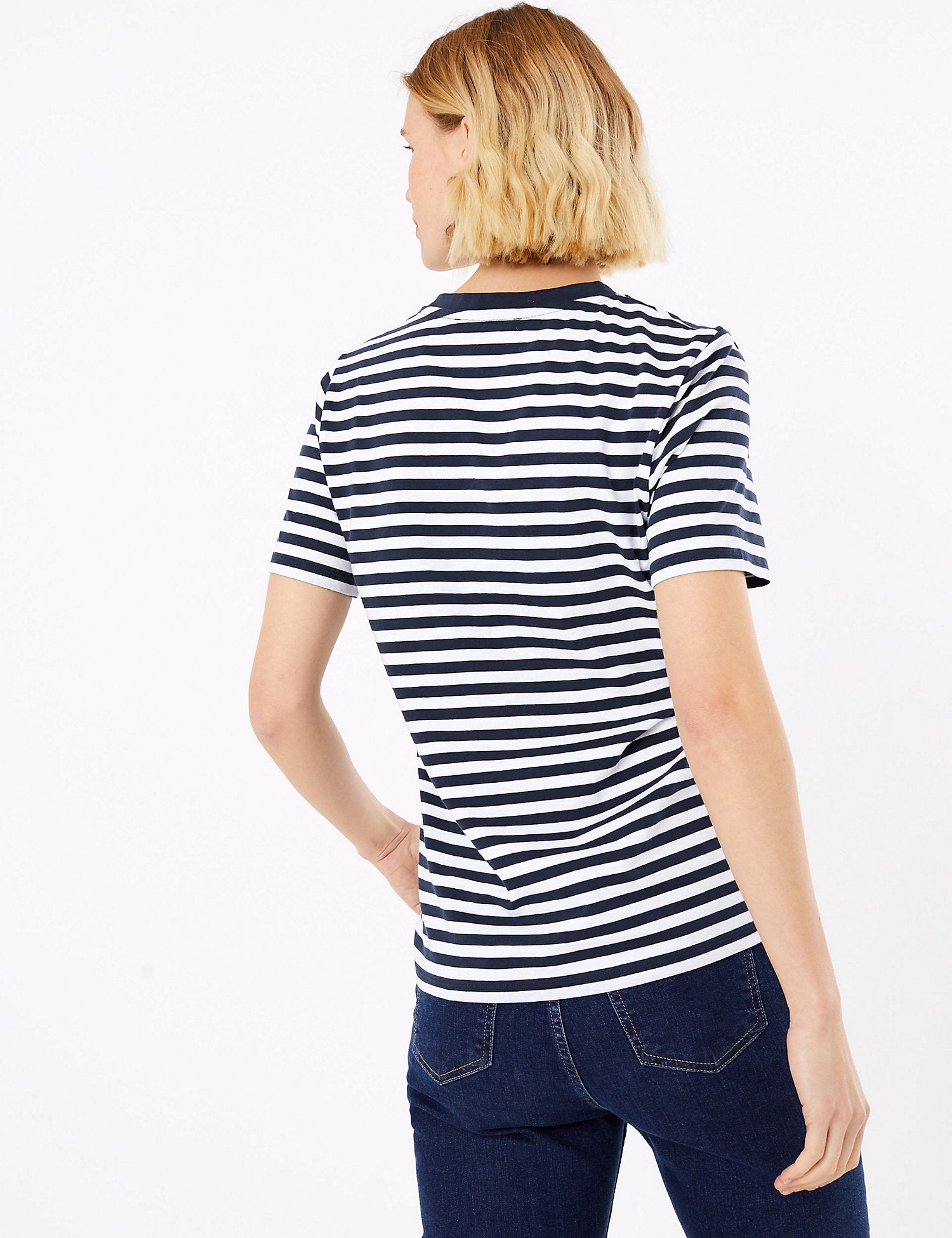Pure Cotton Striped Straight Fit T-Shirt
