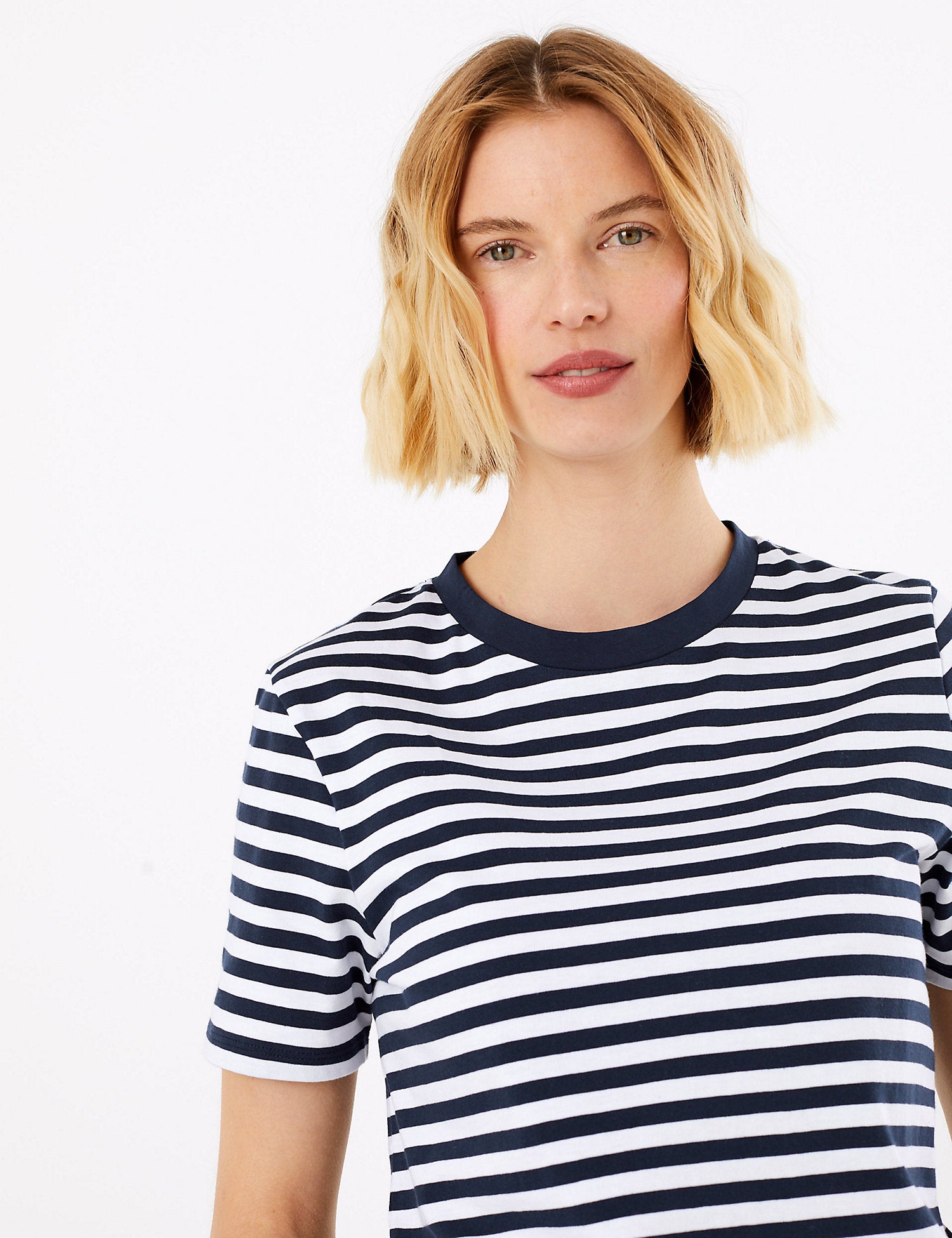 Pure Cotton Striped Straight Fit T-Shirt