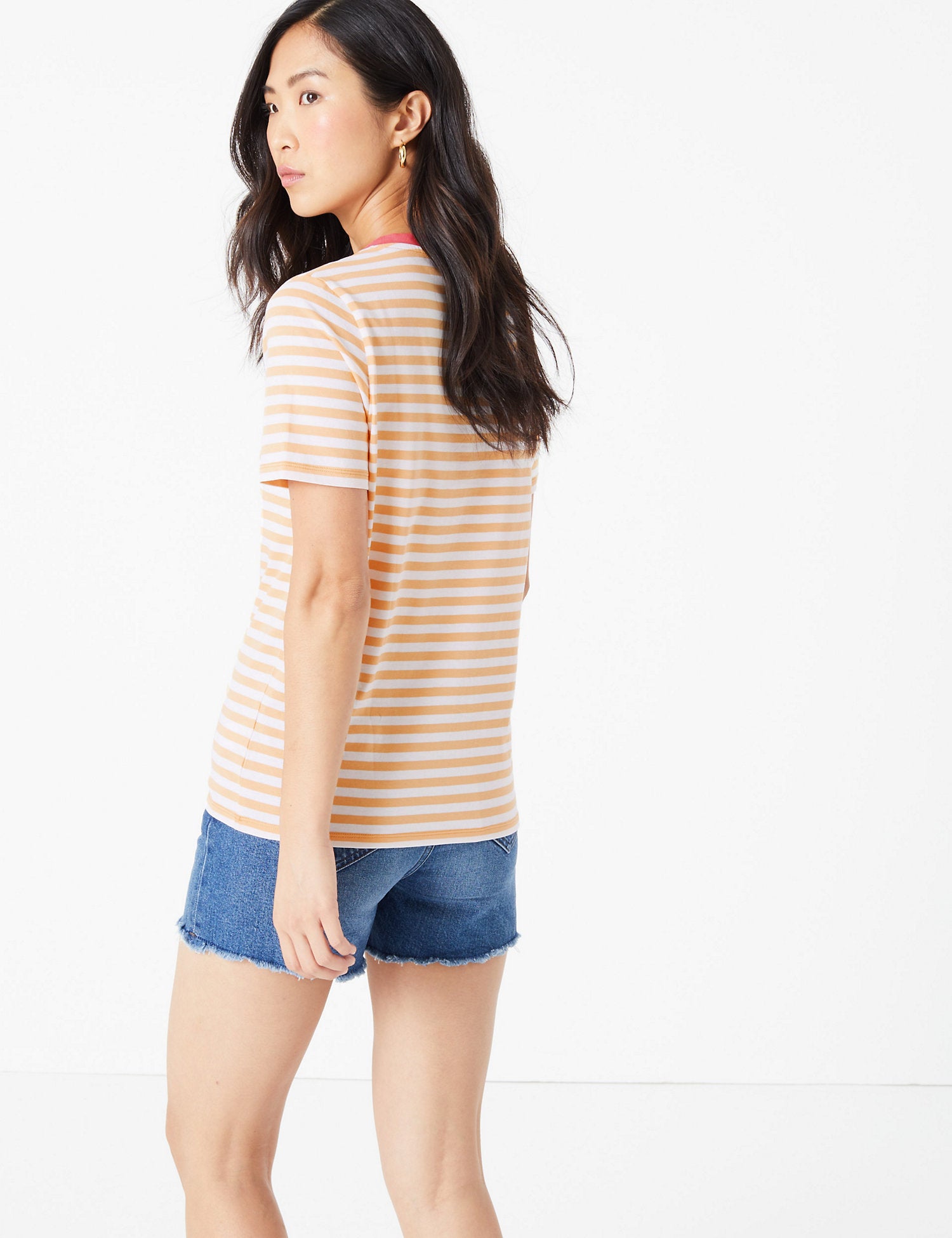 Pure Cotton Striped Straight Fit T-Shirt