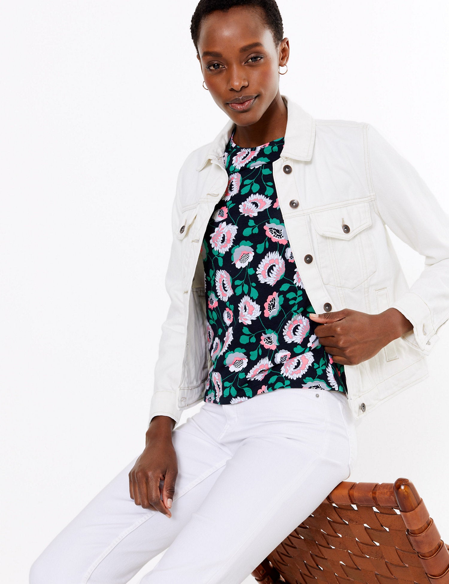 Cotton Floral Fitted T-Shirt