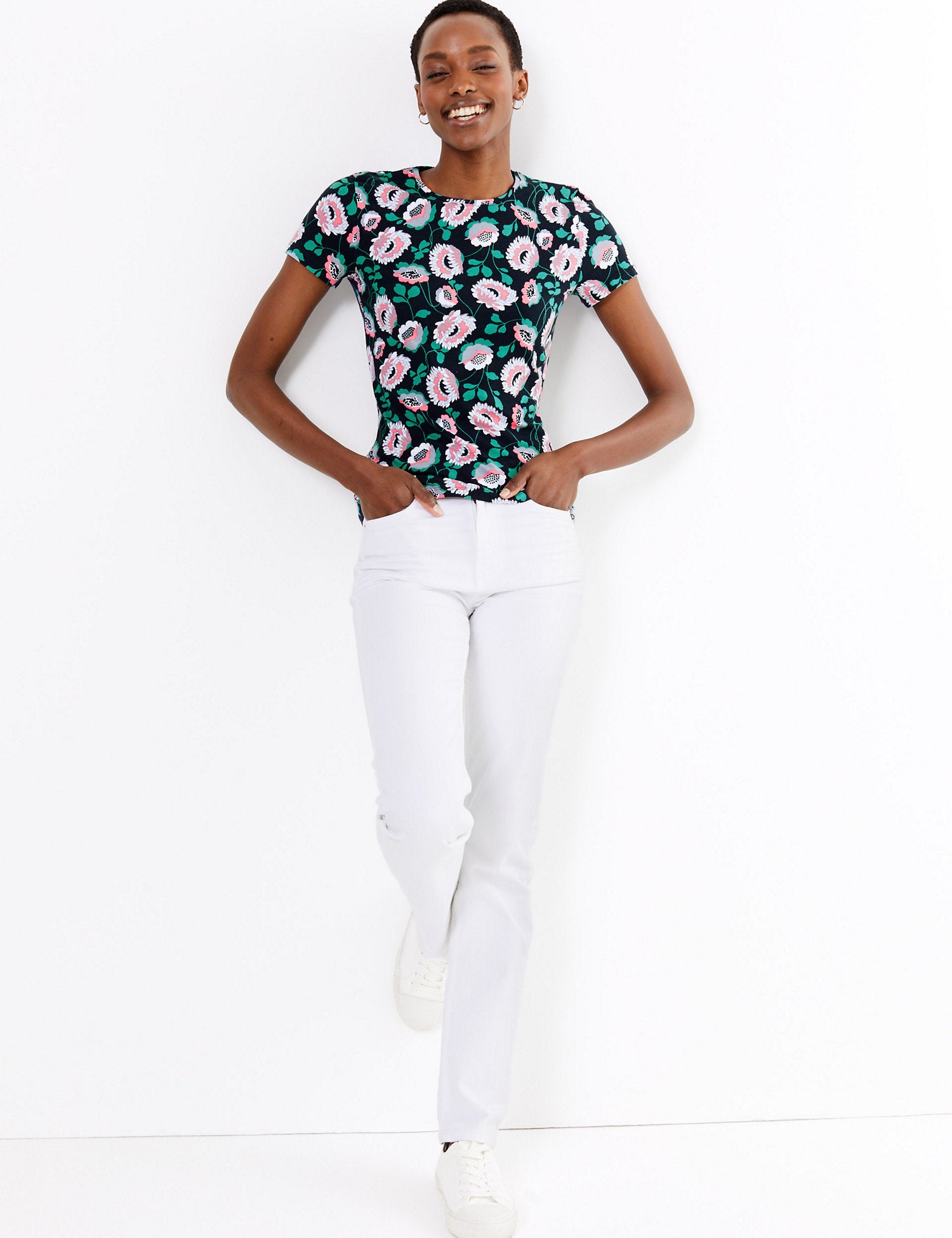 Cotton Floral Fitted T-Shirt