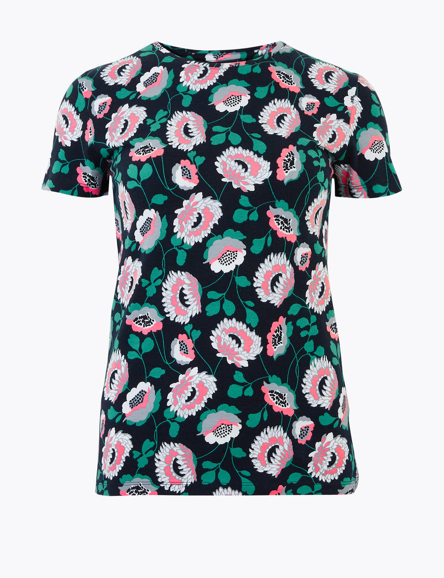 Cotton Floral Fitted T-Shirt