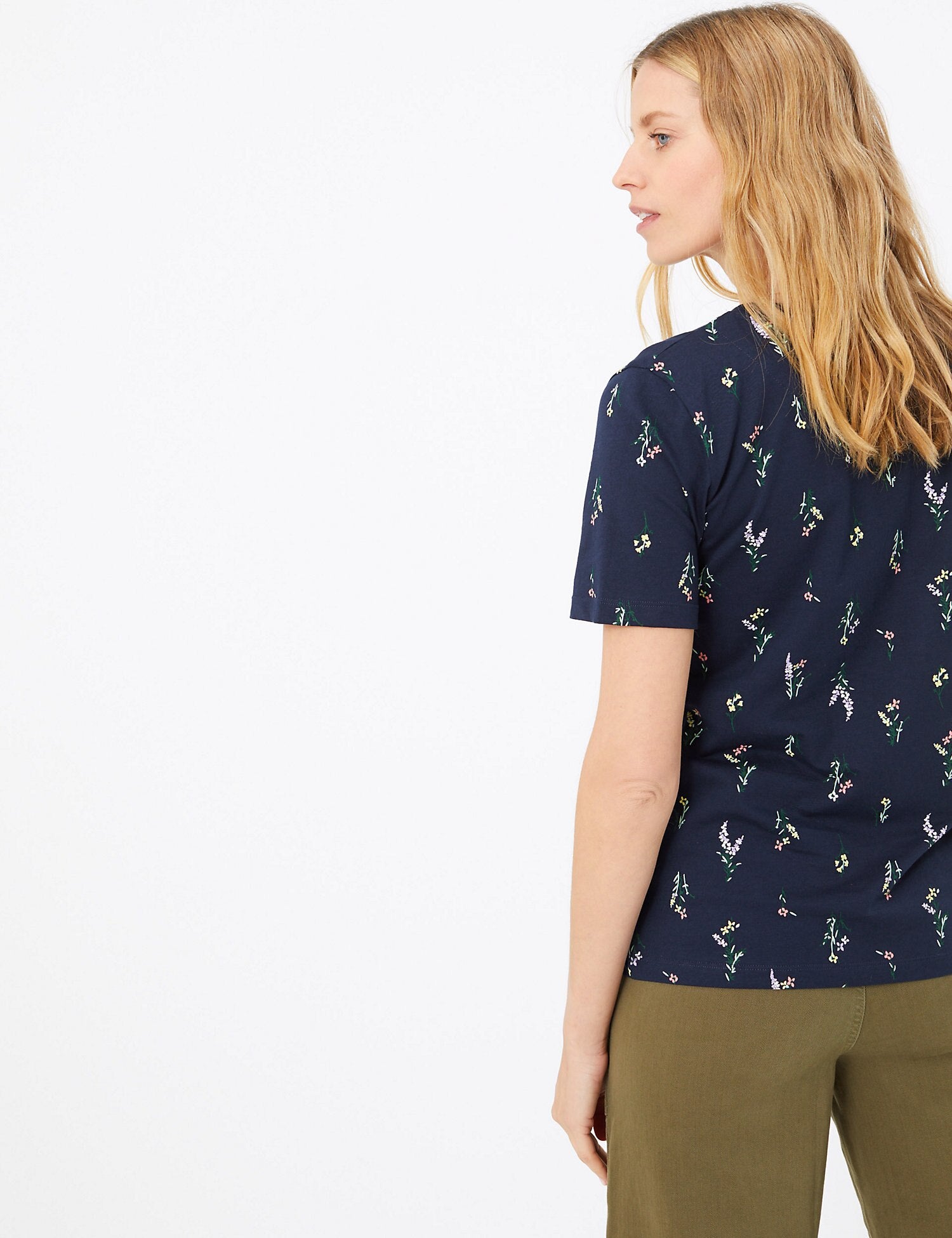 Pure Cotton Floral Straight Fit T-Shirt
