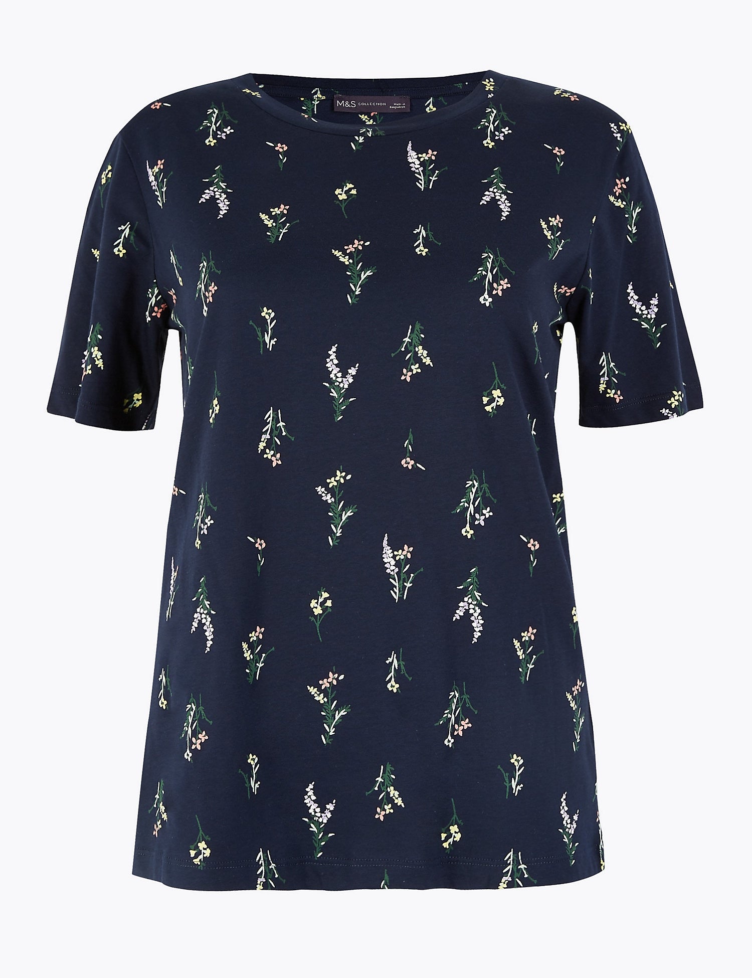 Pure Cotton Floral Straight Fit T-Shirt