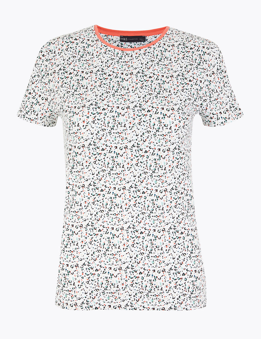Cotton Rich Animal Print Fitted T-Shirt