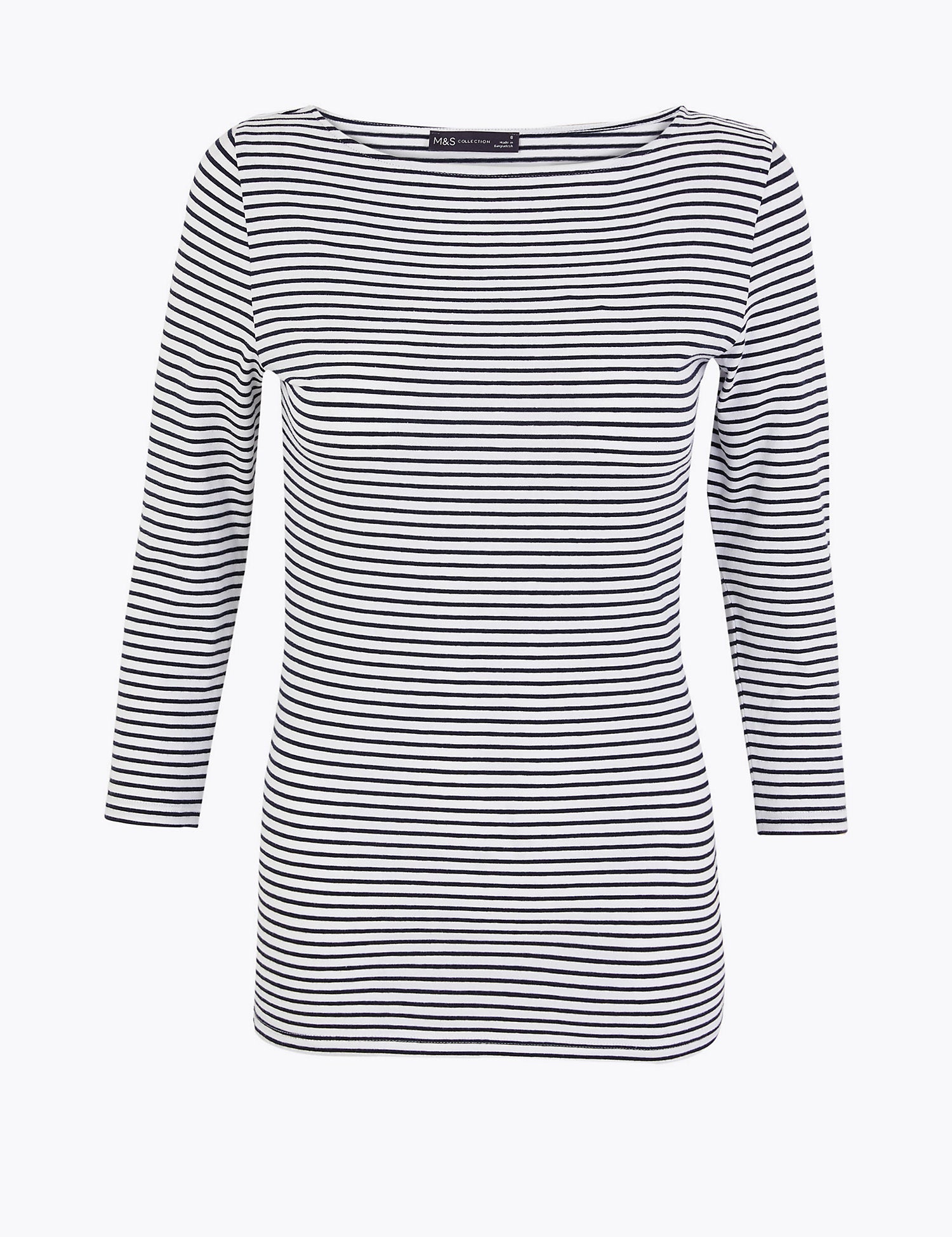 Cotton Rich Striped Long Sleeve Top
