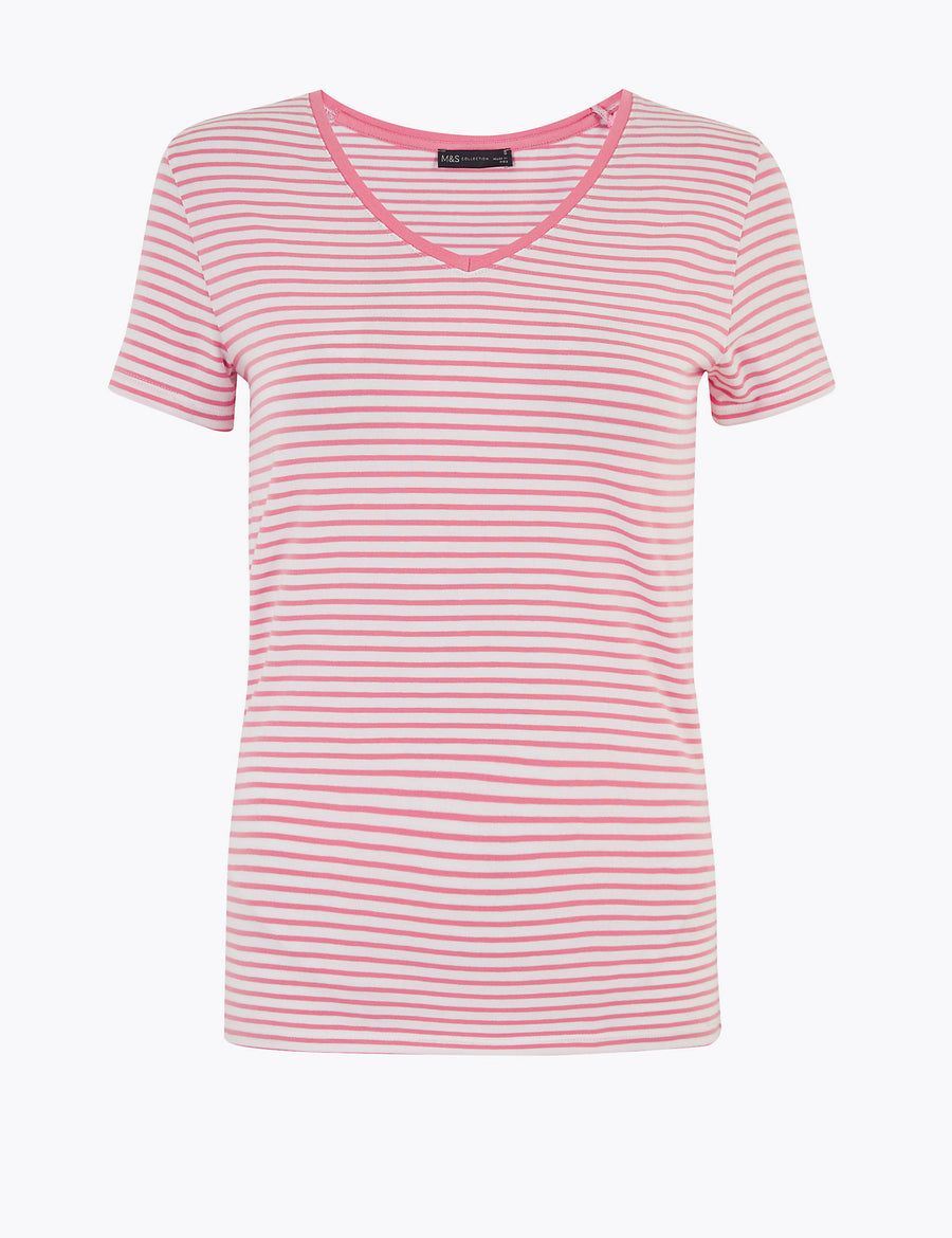 Cotton Striped Fitted T-Shirt