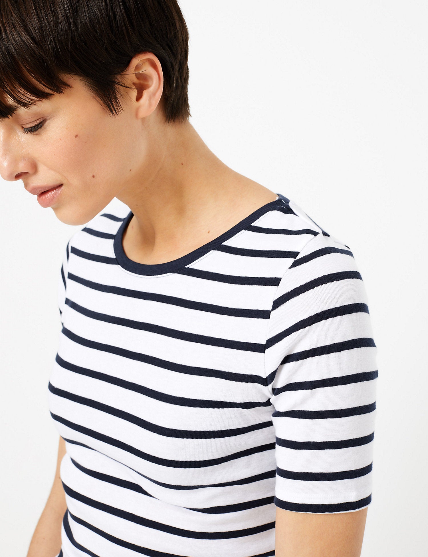 Pure Cotton Striped Regular Fit T-Shirt