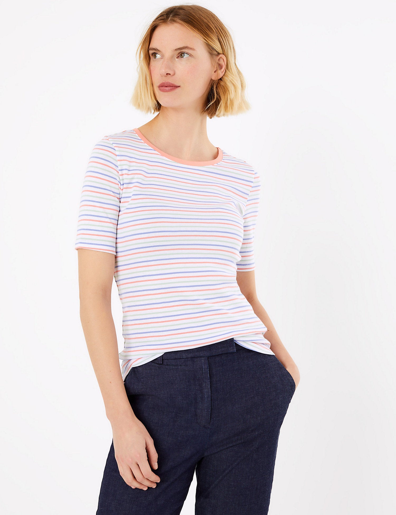Pure Cotton Striped Regular Fit T-Shirt