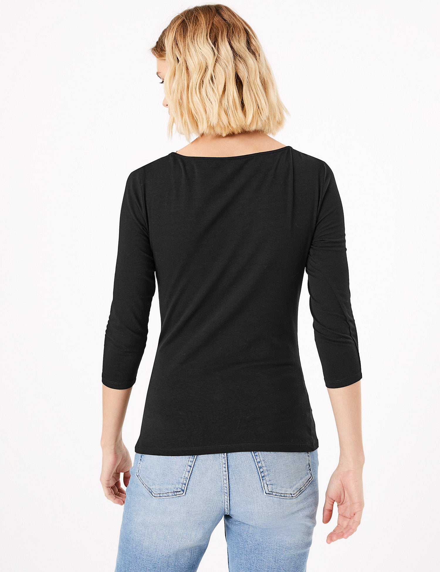 Cotton Fitted 3/4 Sleeve Top
