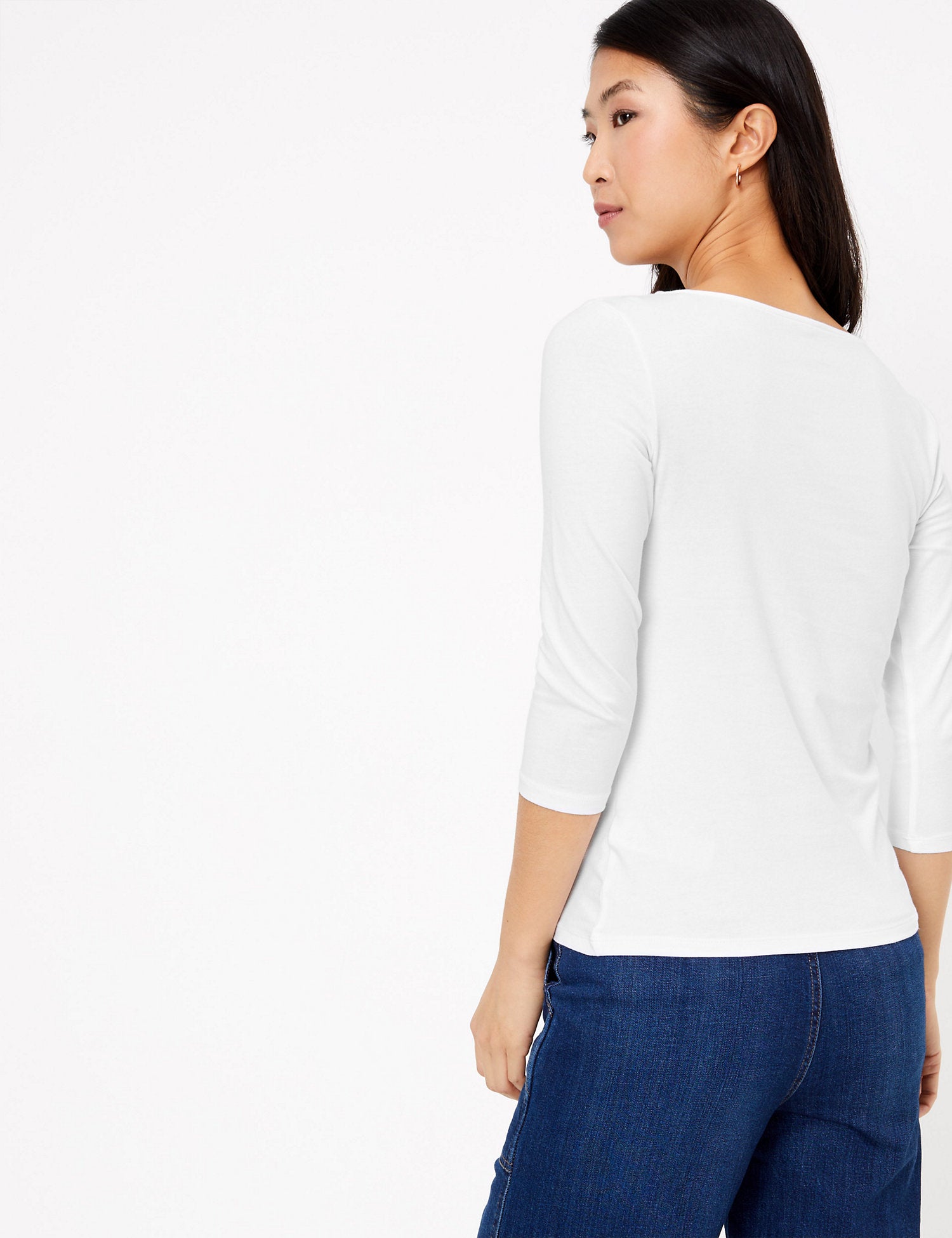 Cotton Fitted 3/4 Sleeve Top