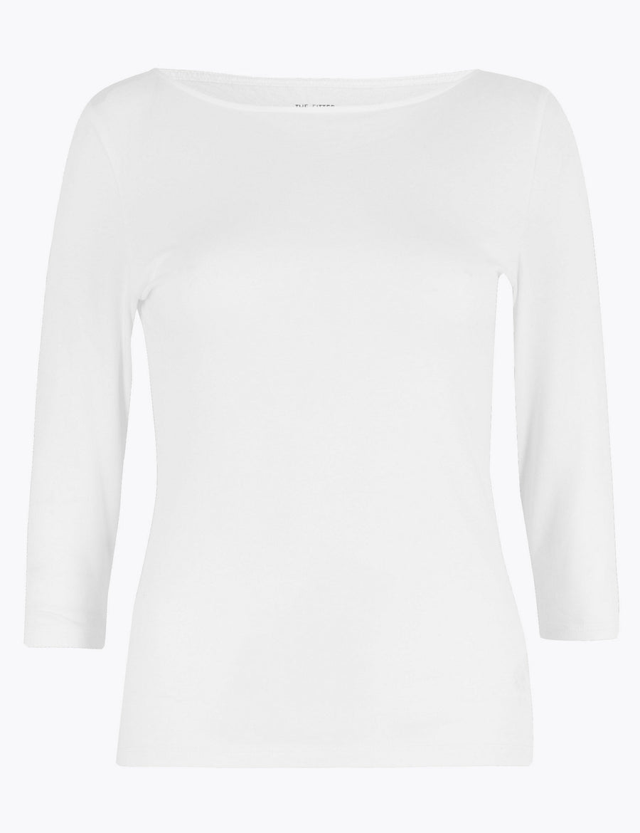Cotton Fitted 3/4 Sleeve Top