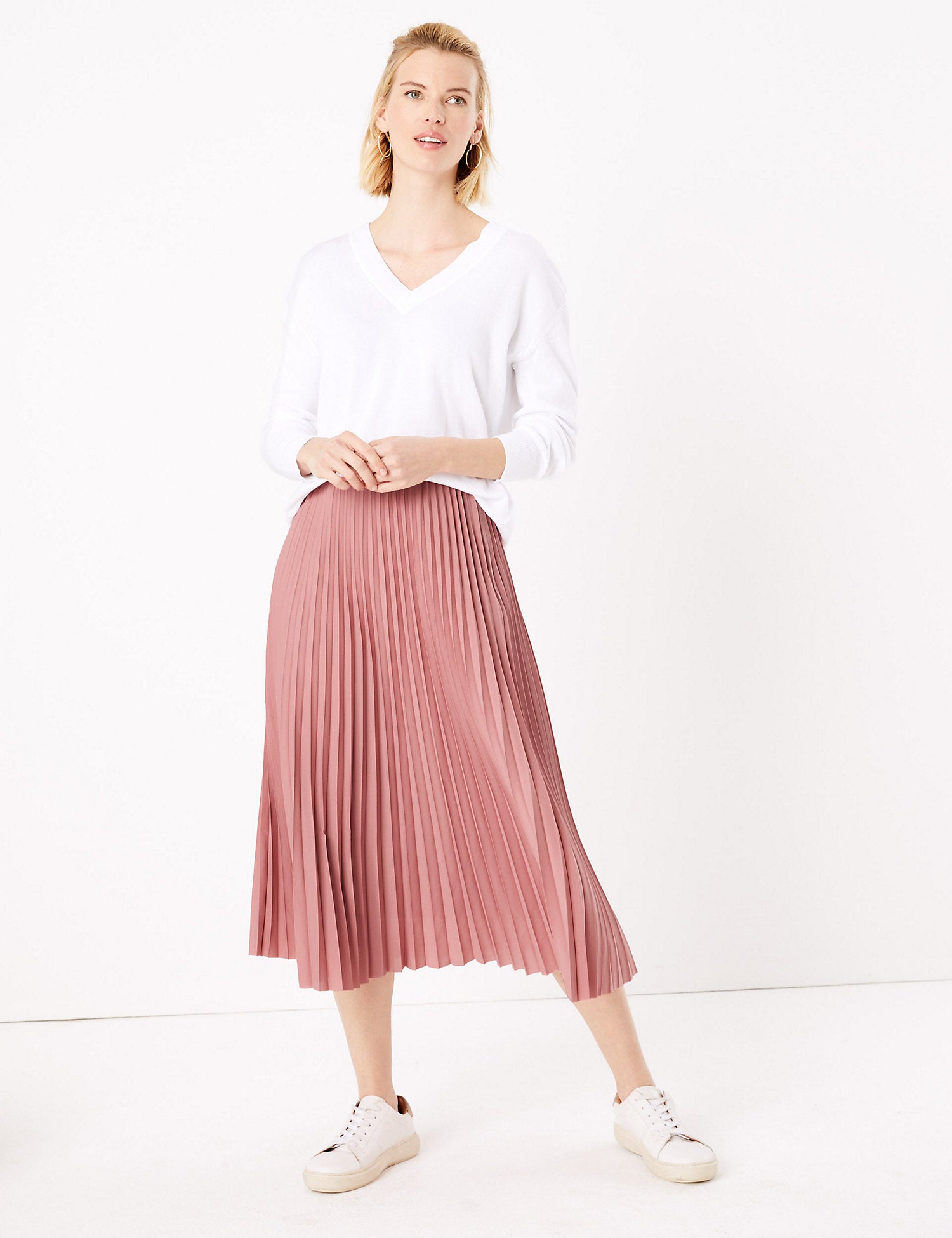 Pleated Circle Midi Skirt