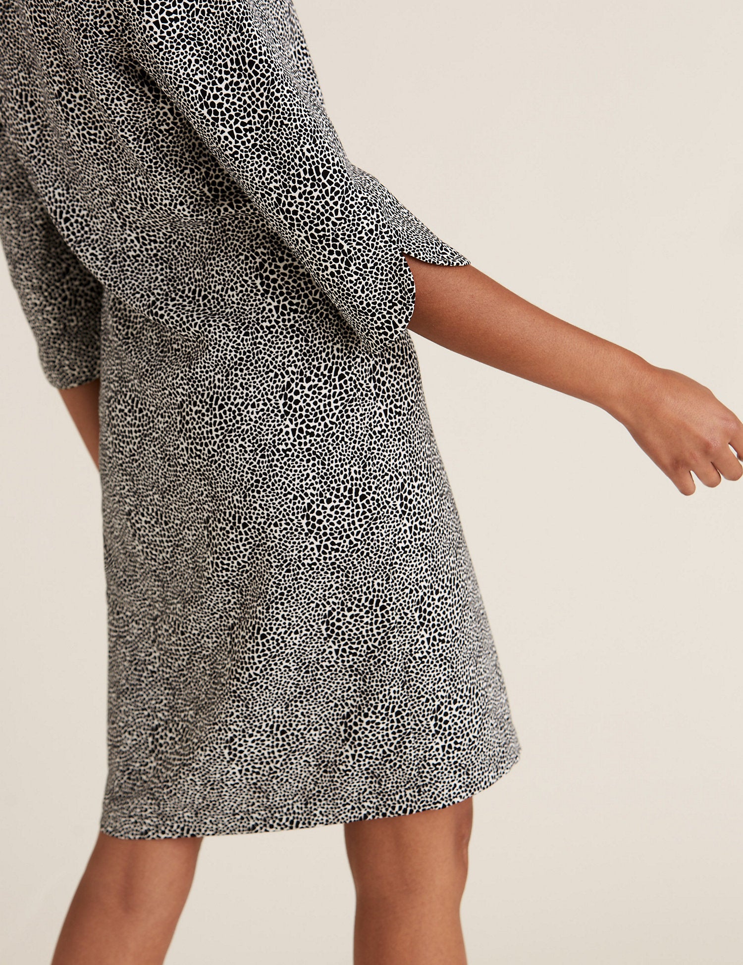Crepe Animal Print V-Neck Shift Dress