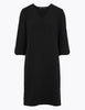 Crepe V-Neck Knee Length Shift Dress