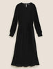 Plisse Belted Midaxi Waisted Dress
