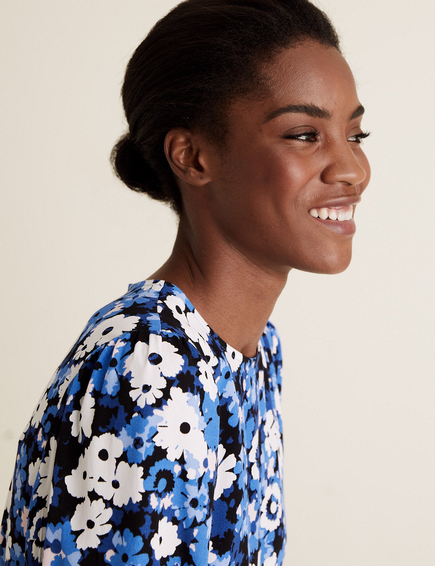 Floral Puff Sleeve Mini Tea Dress