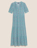 Ditsy Floral Button Front Midi Tiered Dress
