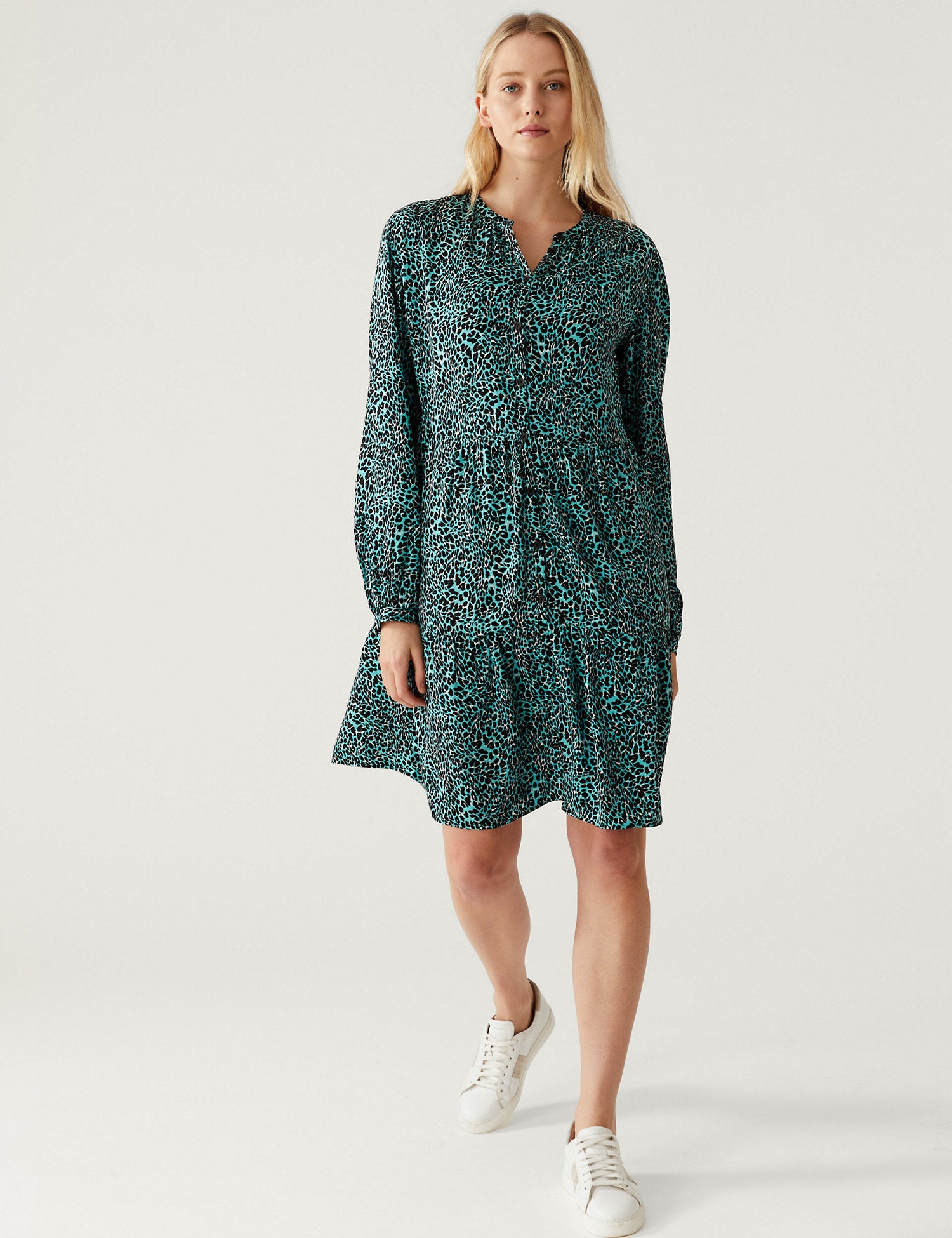 Printed Knee Length Shirt Dress
