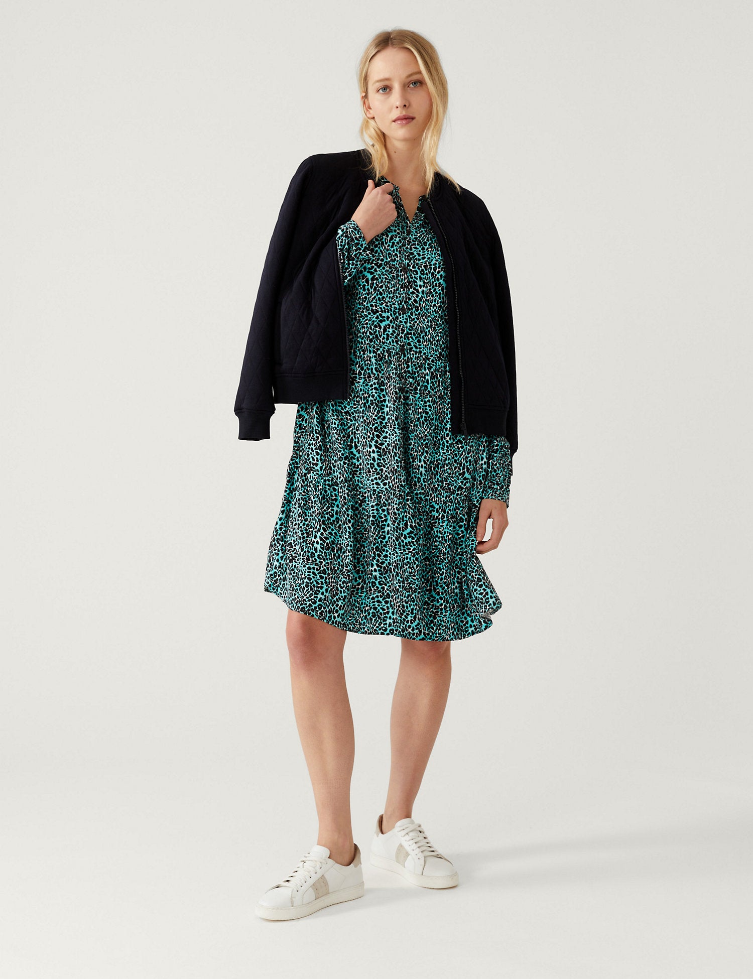 Printed Knee Length Shirt Dress