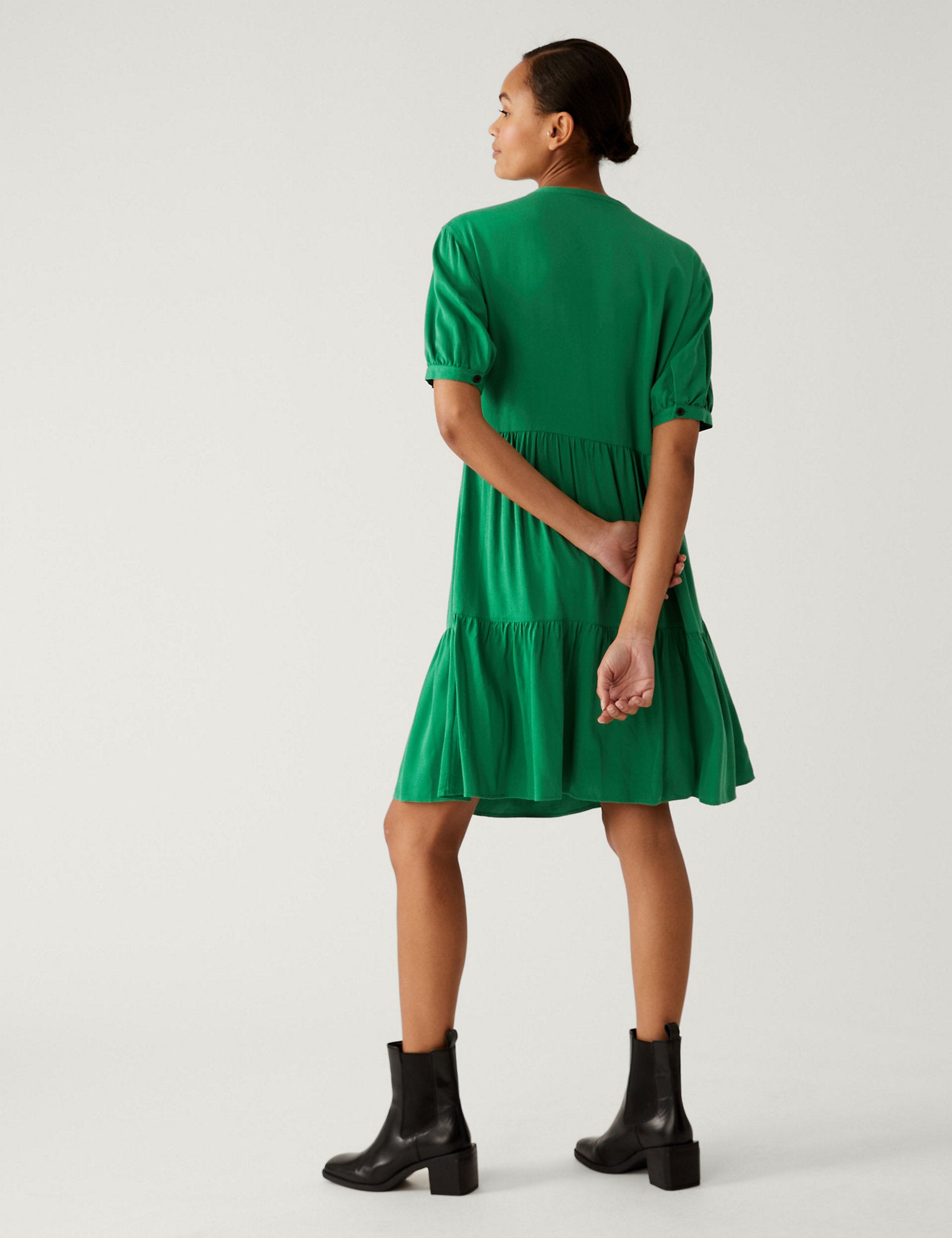 Round Neck Knee Length Shirt Dress