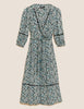 Floral V-Neck Midi Tiered Wrap Dress