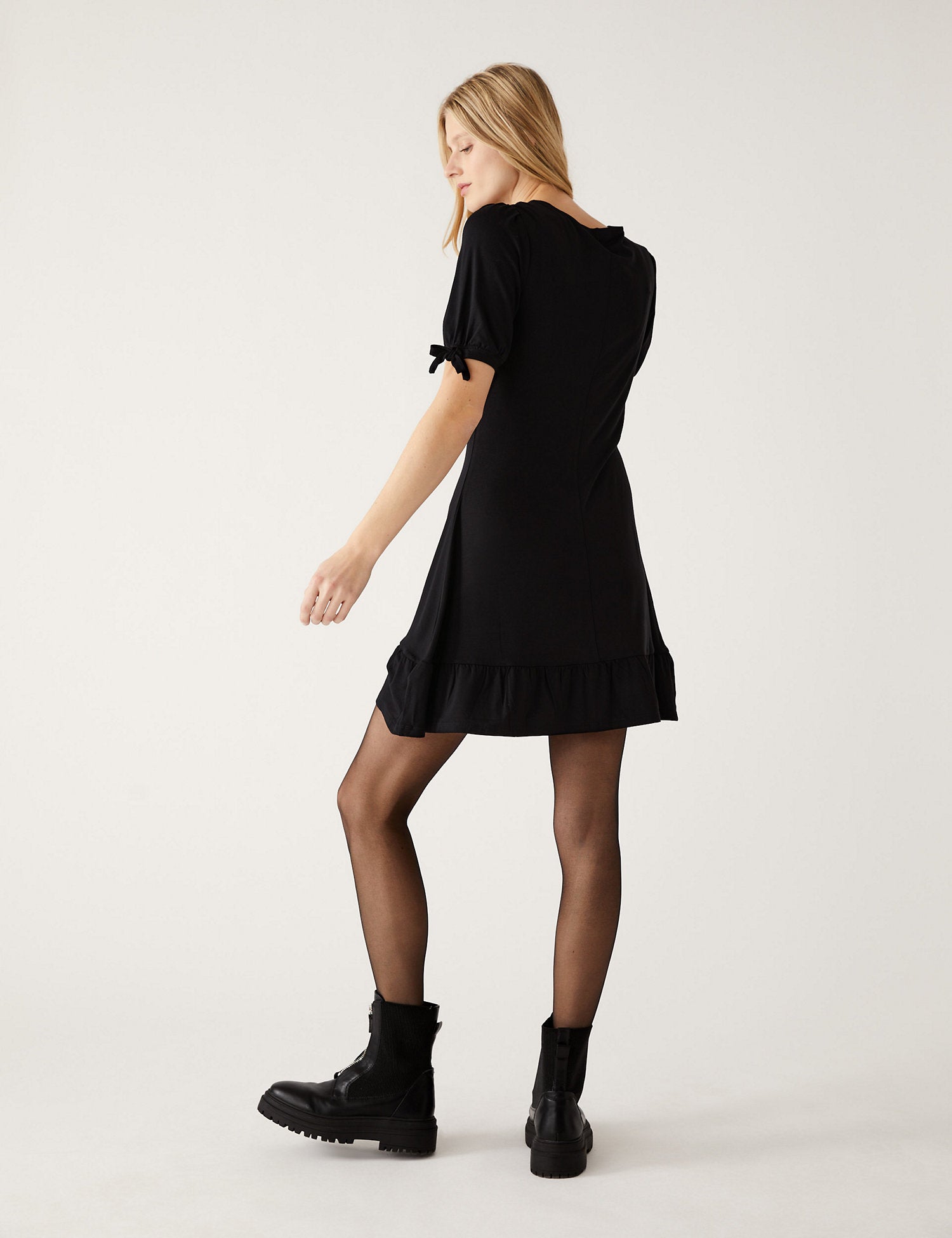 Jersey Round Neck Mini Skater Dress