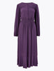 Button Front Waisted Midi Dress