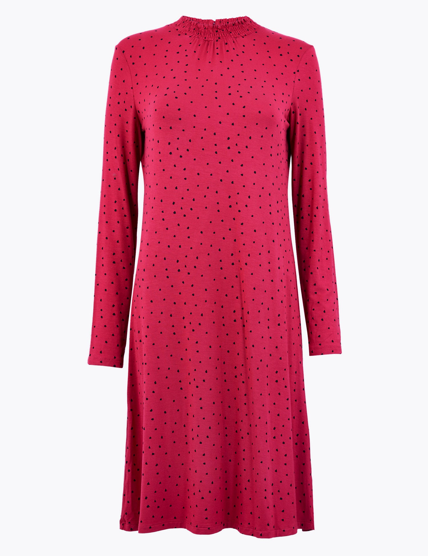 Polka Dot Jersey Swing Dress