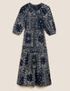 Pure Cotton Printed Midaxi Shirt Dress