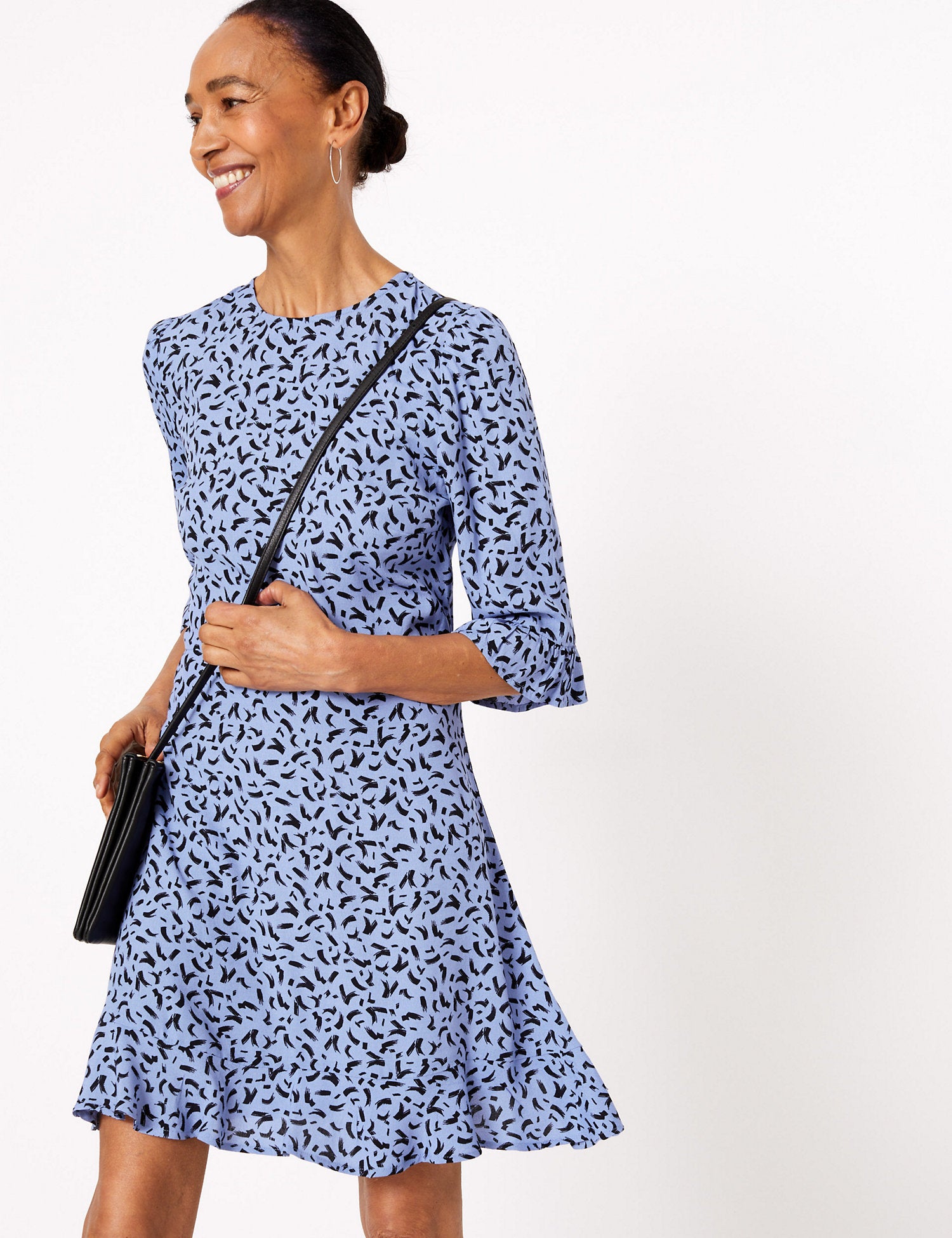 Printed Ruffle Mini Fit & Flare Dress