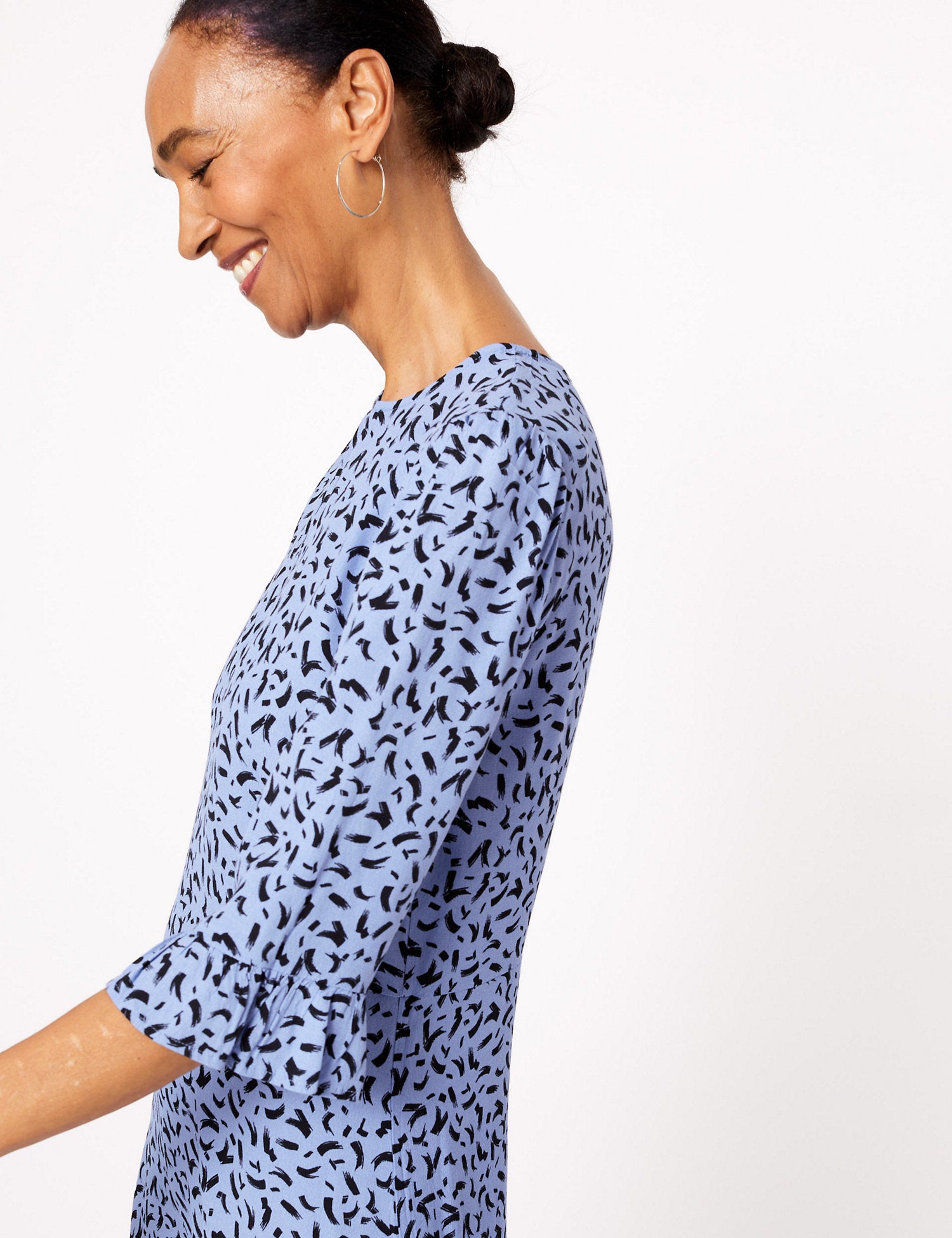 Printed Ruffle Mini Fit & Flare Dress