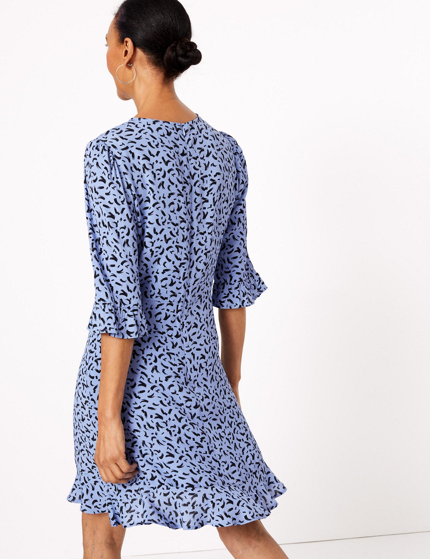 Printed Ruffle Mini Fit & Flare Dress