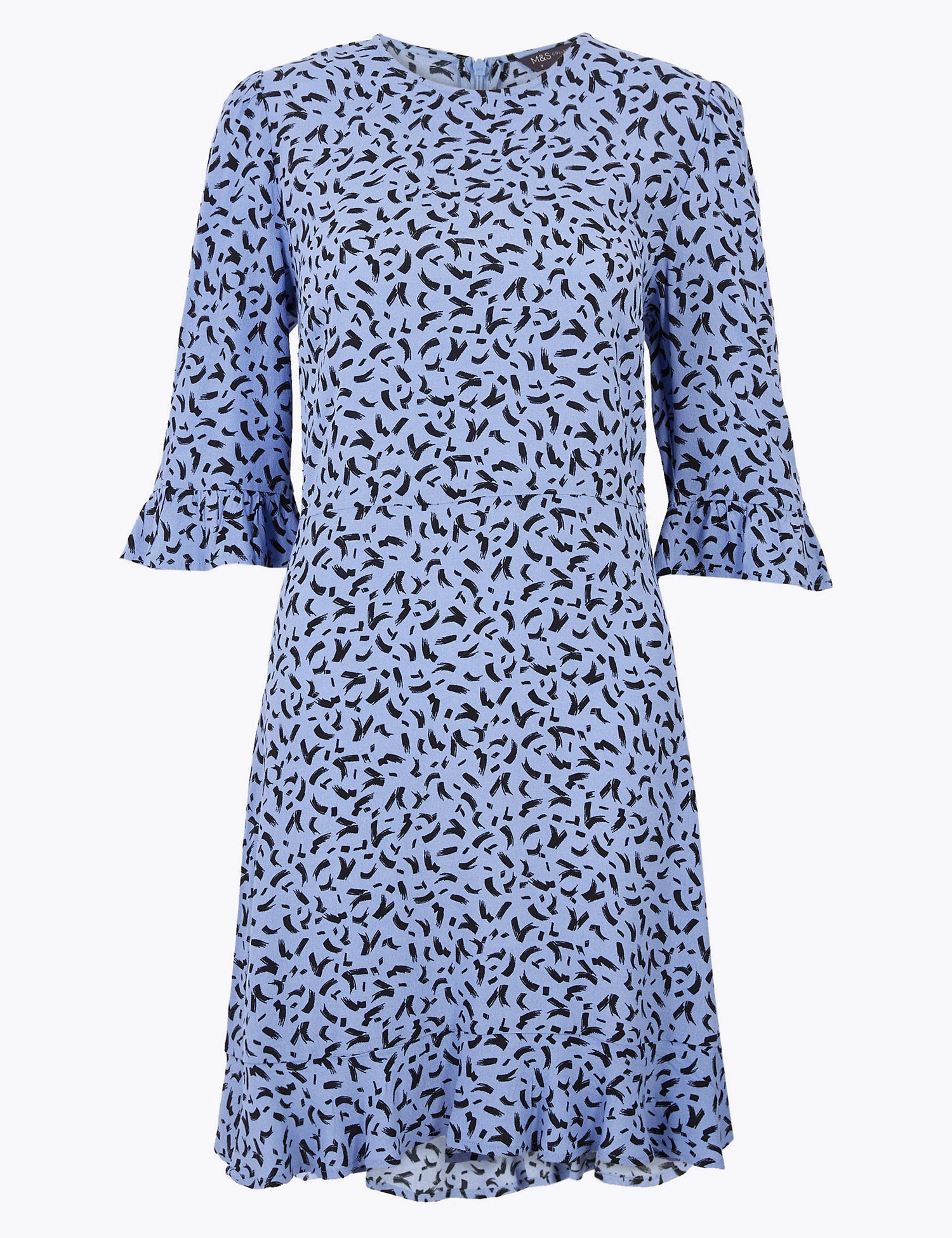 Printed Ruffle Mini Fit & Flare Dress