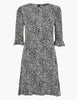 Printed Frill Detail Mini Fit & Flare Dress