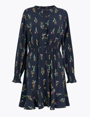 Floral Print Waisted Mini Dress
