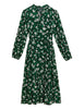Floral Tie Neck Belted Midi Tiered Dress