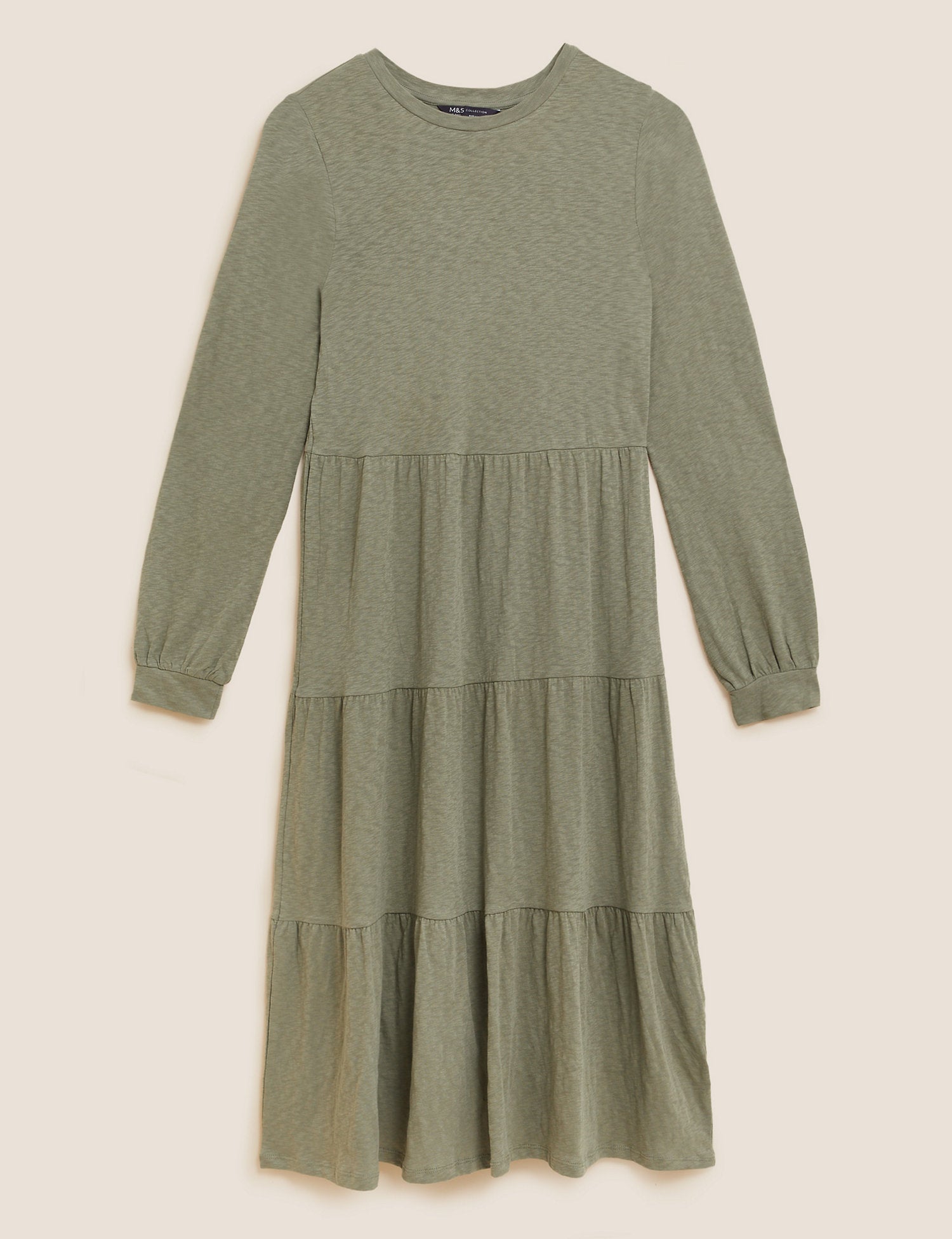Cotton Jersey Midi Tiered Dress