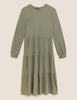 Cotton Jersey Midi Tiered Dress