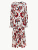 Printed Shirred Cuff Relaxed Dress