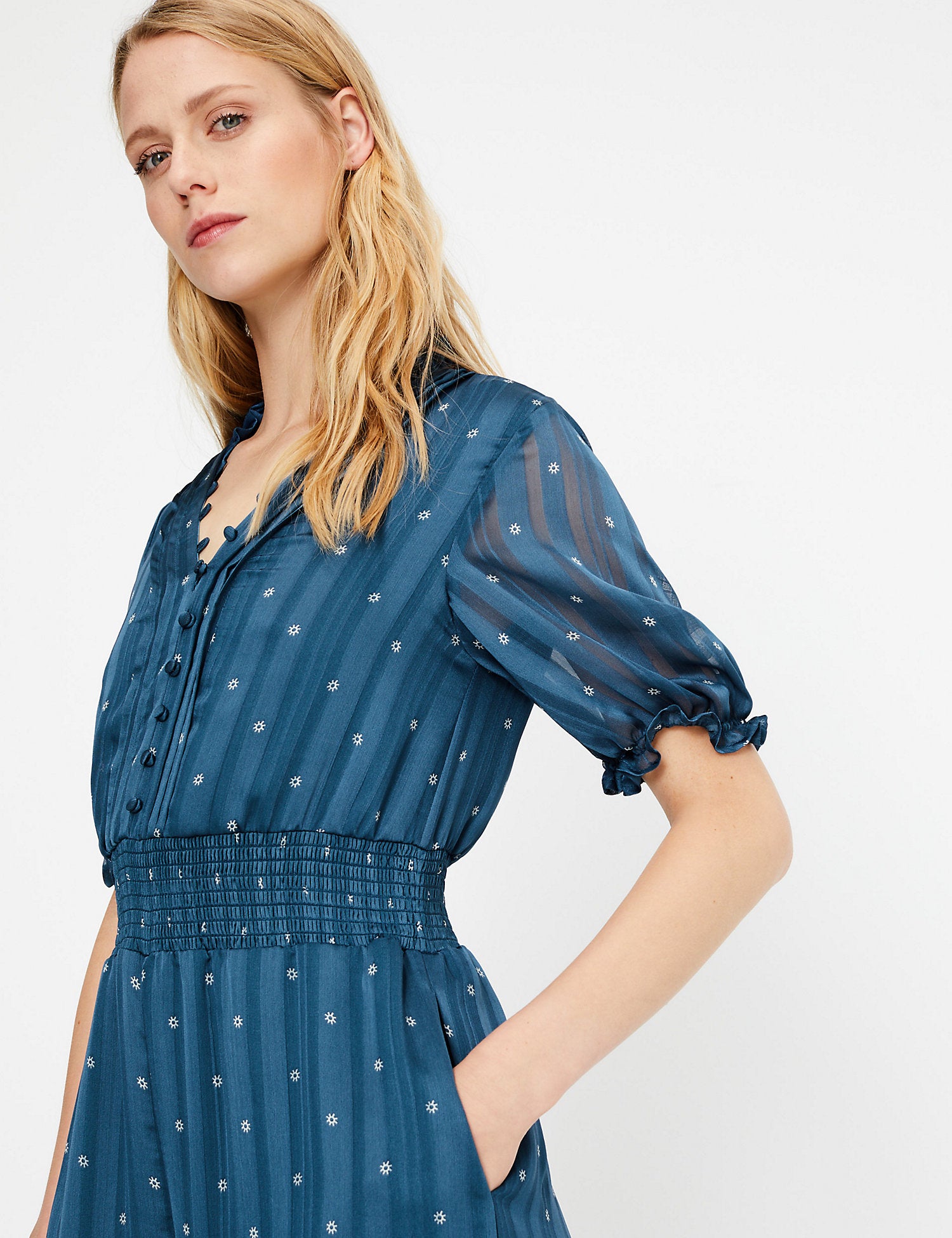 Floral Shirred Waist Jumpsuit