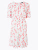 Floral Yoke Mini Waisted Dress