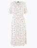 Ditsy Floral V-Neck Midi Waisted Dress