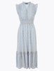 Pure Cotton Ditsy Floral Midi Waisted Dress