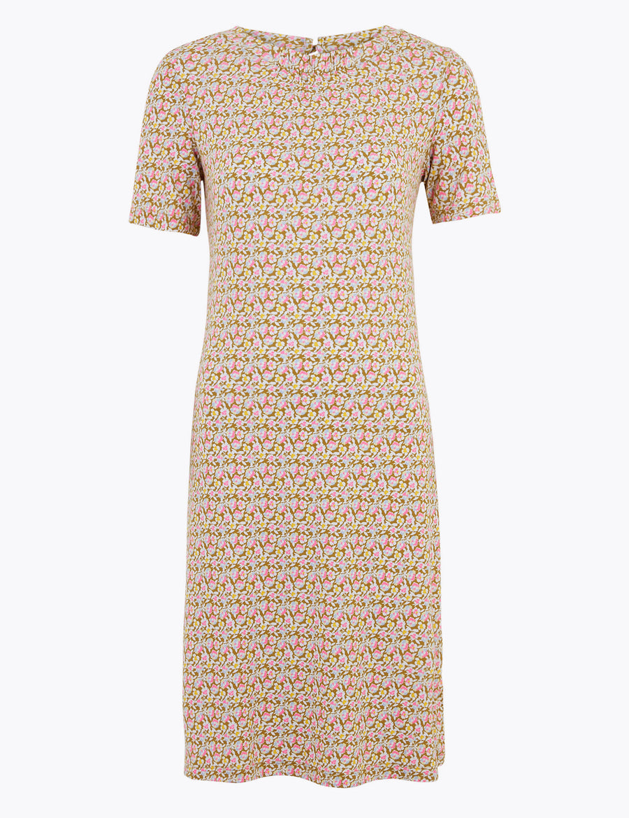 Jersey Floral Knee Length Swing Dress