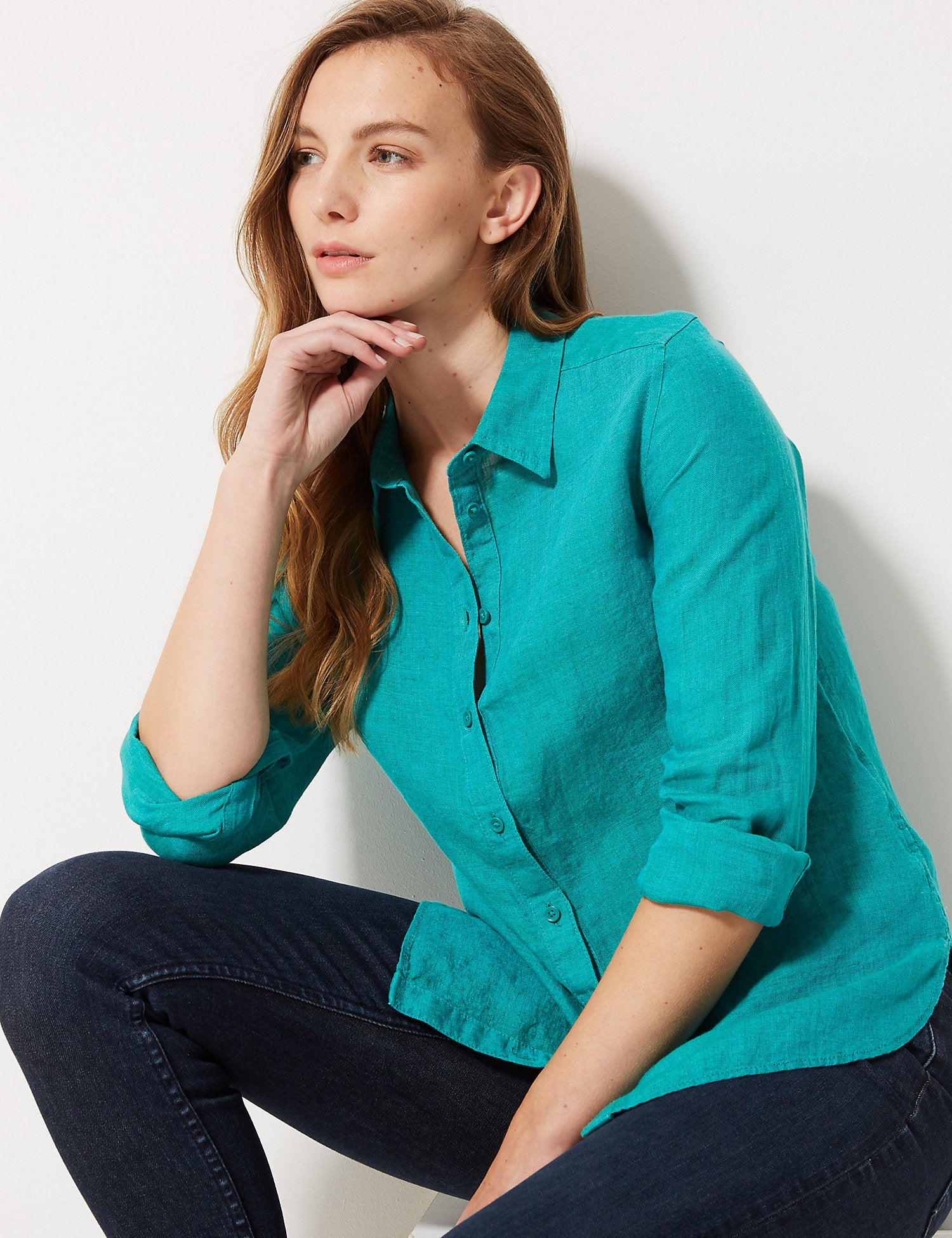 Pure Linen Button Detailed Shirt